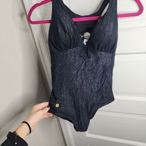 NEW Leonisa One Piece Black Swimsuit Slimming Medium